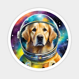 Rainbow Galaxy Astronaut Golden Retriever Magnet